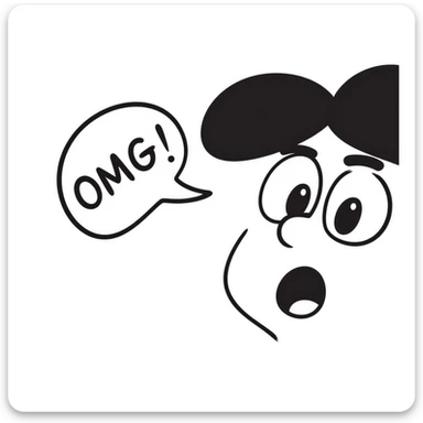Shocked face with wide eyes saying "OMG!" sticker