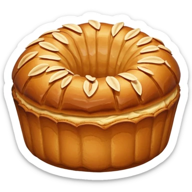 Alsacian kougelhopf with almonds on the top. The base is a bit larger than the top part sticker