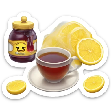 drink tea with honey lemon and jam sticker