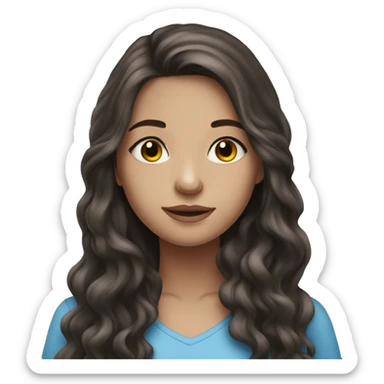 Beautiful teenage girl, long hair, brunette, blue eyes sticker