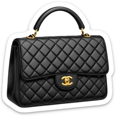 generate an ios genmoji of a black chanel bag sticker