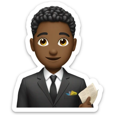 boy in suit making a vision board sticker