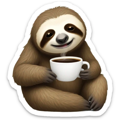 A Sleepy Sloth drinking coffee sticker