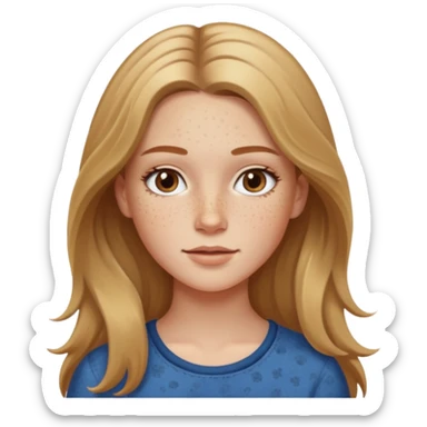 White girl with freckles and long dark blonde hair sticker