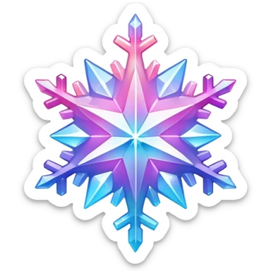 Gradient iridescent Pastel rainbow Pink violet blue white crystal star snowflake  sticker