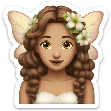 Beautiful fairy brown hair flowers sticker
