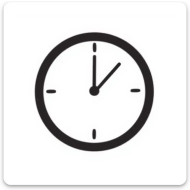 A black and white doodle of a clock icon sticker
