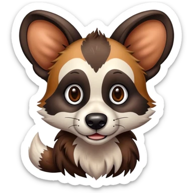 An African wild dog in cartoon style sticker