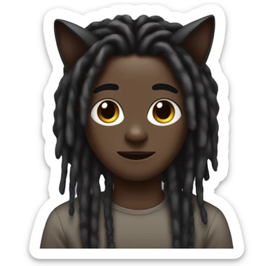 darkskin boy dreadlocks with cat ears being cute sticker
