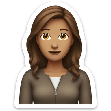 Woman with brown hair in laptop  sticker