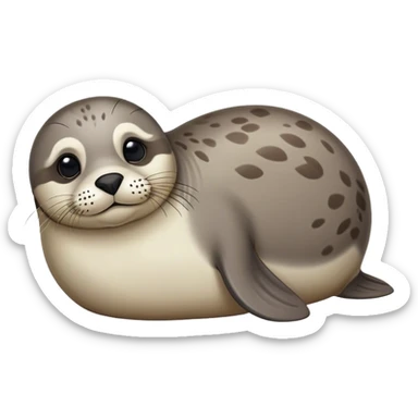 Cute, Disney-style harbor seal laying down sticker