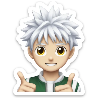 Killua (from HunterxHunter) pointing cute to his chick sticker