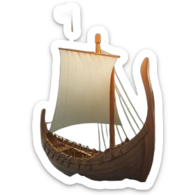 viking ship on the ocean with blue sky and sun in background sticker
