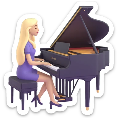 woman with long blonde hair playing the piano sticker