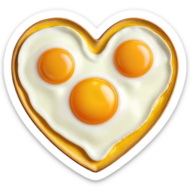 fried egg in the shape of a heart sticker