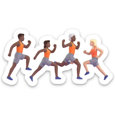 3 friends exercising together, one black person and two white people sticker
