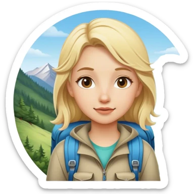 blonde backpacking girl in the mountains sticker