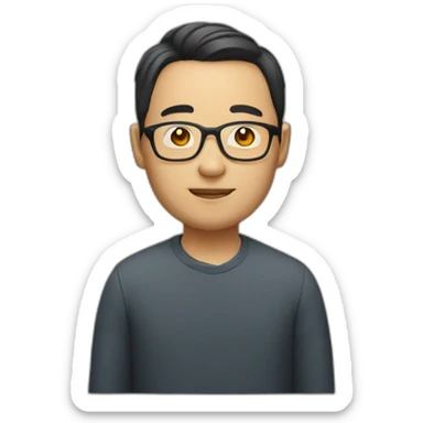 a chinese man with glasses sticker