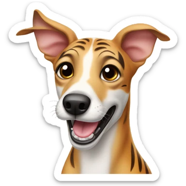 Fawn tiger greyhound with tongue out sticker