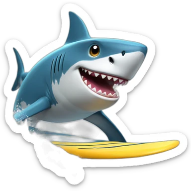 shark in a cowboy hat surfing big wave sticker