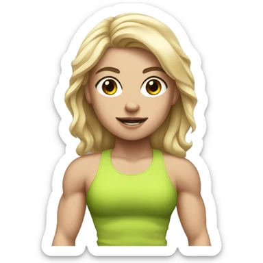 muscular gym white girl sticker