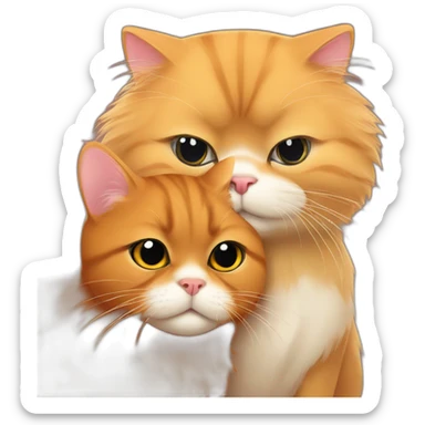 Orange persian cat hugs a capibara sticker