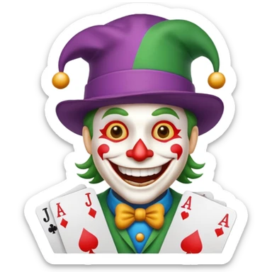 poker card with a funny jolly joker sticker