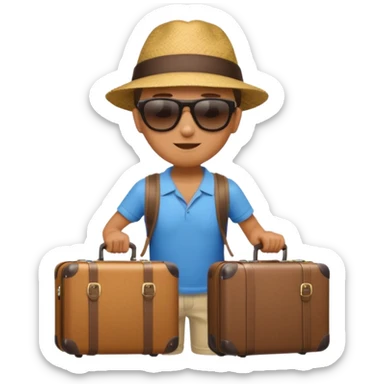 photorealistic tourist with a suitcase sticker