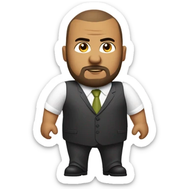 overweight olive skin man, with brown buzz cut and a stubbled beard, with a smart business man outfit on. sticker
