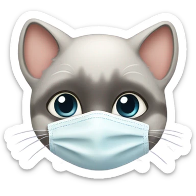 baby cat with covid mask sticker