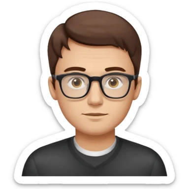 a young dad with brown hair, light yellow skin color, small eyes with rectangular glasses, without beard sticker