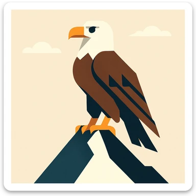 Flat design style eagle in the peak sticker
