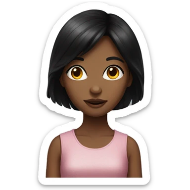 realistic portrait of black-haired girl sticker