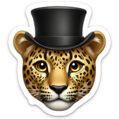 Leopard with top hat sticker