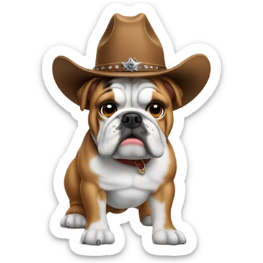 English bulldog wearing cowboy hat sticker
