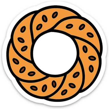a simit, the classic Turkish sesame bagel, clean iconic style, golden brown crust, visible sesame seeds sticker