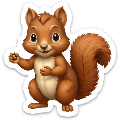 A playful squirrel holding an acorn with both paws.












































 sticker