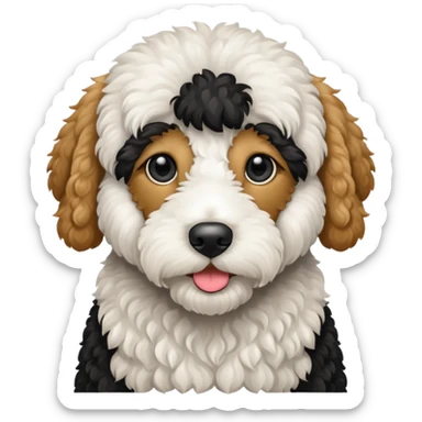 a white and black goldendoodle sticker