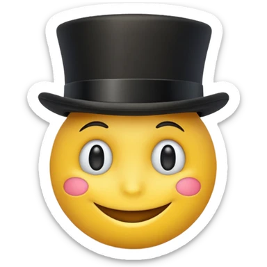 A yellow emoji with a top hat on😀 sticker