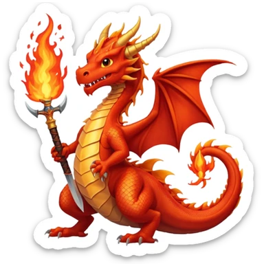 a dragon breathing fire at a hero sticker