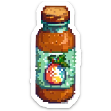 a bottle of Tajín seasoning, retro and blocky pixel art sticker