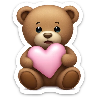 stuffed teddy holding light pink heart sticker