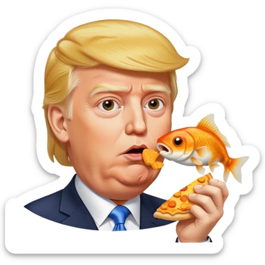 Trump eating goldfish pizza sticker