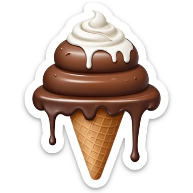 Chocolate ice cream with white dripping paint sticker