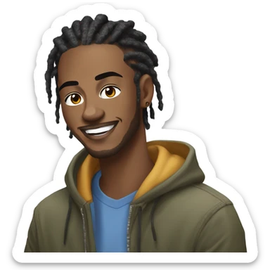 kai cenat, streamer, youtuber.A lively African-American male with short dreadlocks and a slim, athletic build. Kai exudes energy with his trendy streetwear style, expressive gestures, and confident, humorous personality. sticker