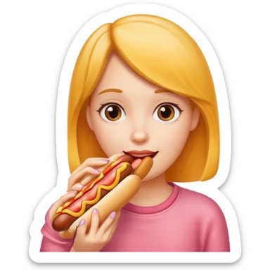 hotdog eating girl sticker