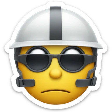 Emoji with a helmet, cross eyed, and drool on face sticker