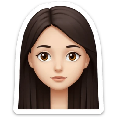 Can you make a girl with dark brown eyes with dark brown hair straight long hair sticker