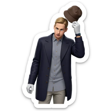 boy in hat with gloves sticker