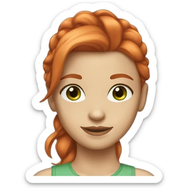 Girl with light tone skin green eyes red hair smiling sticker